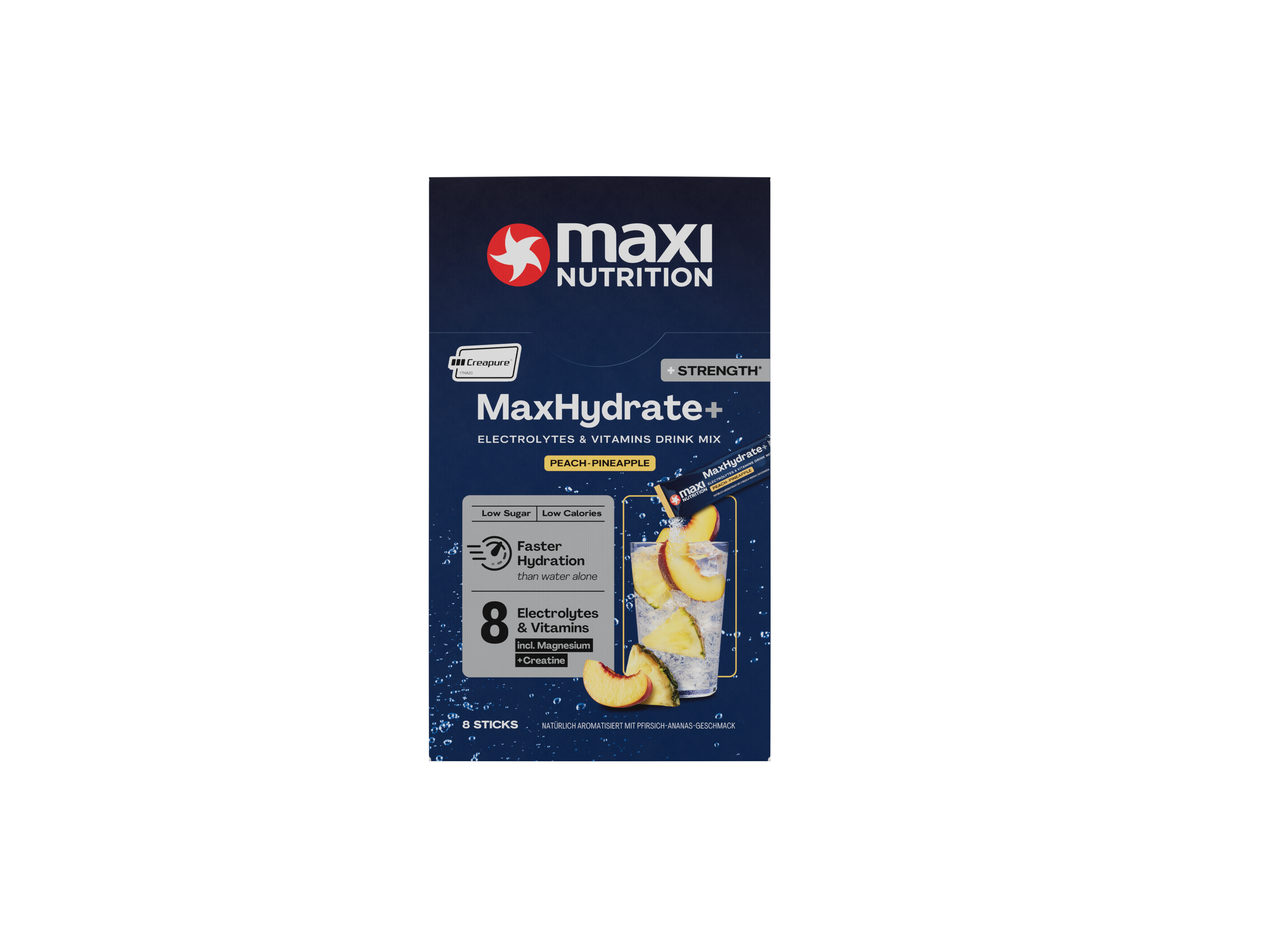 MaxHydrate+ Strength elektrolitowy z kreatyną peach-pineapple 8 x 20 g