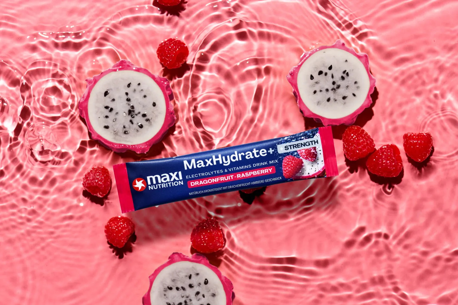 MaxHydrate+ Strength elektrolitowy z kreatyną Dragonfruit Raspberry 8 x 20 g