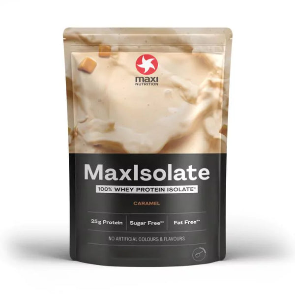 MAXI NUTRITION MaxIsolate Karamelė – Aukščiausios kokybės išrūgų baltymų izoliatas